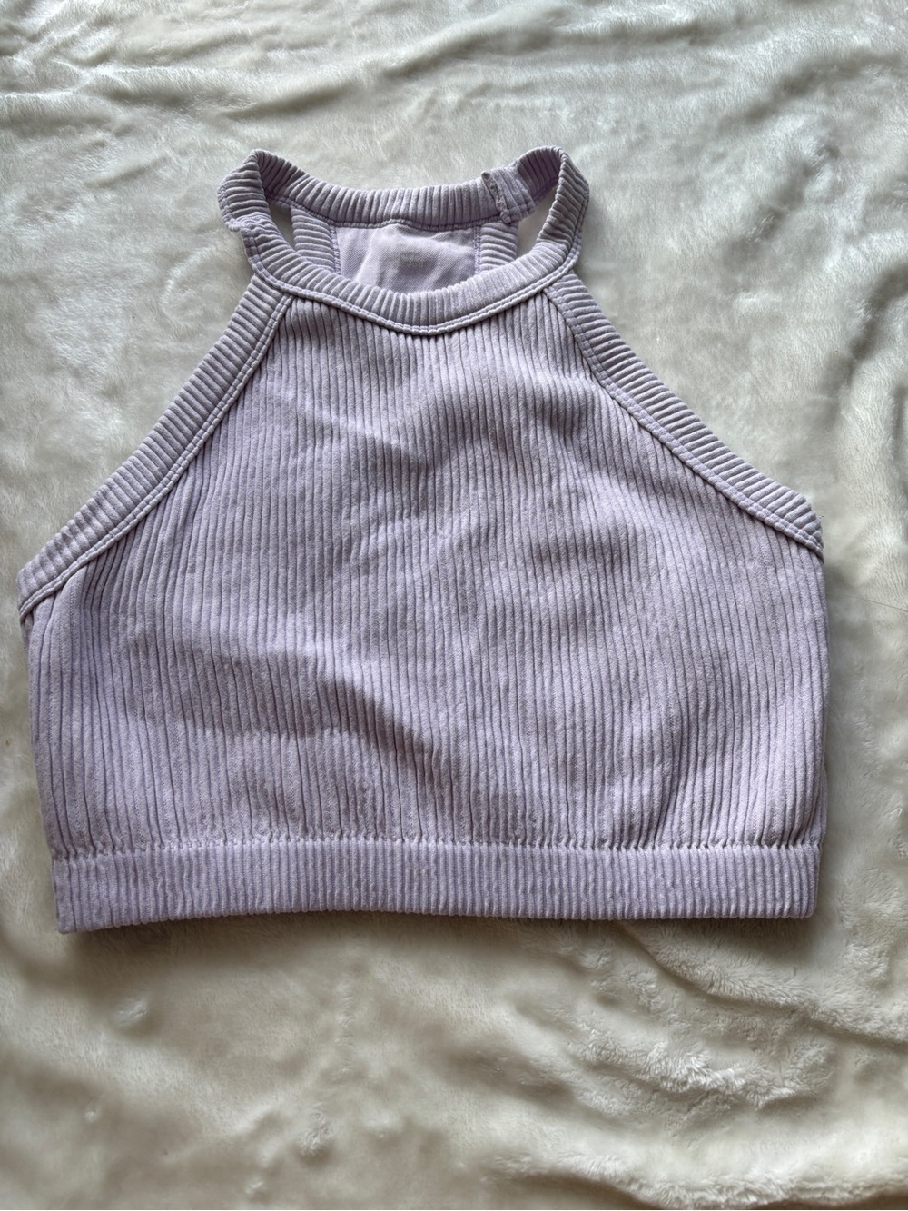 Aerie Ribbed Halter Crop Top - Light Lavender